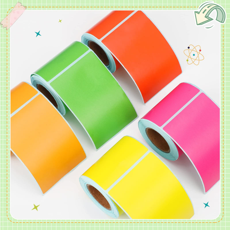 500 Pieces Rectangle Inventory Color Coding Labels 100 Per Roll Fluore ...