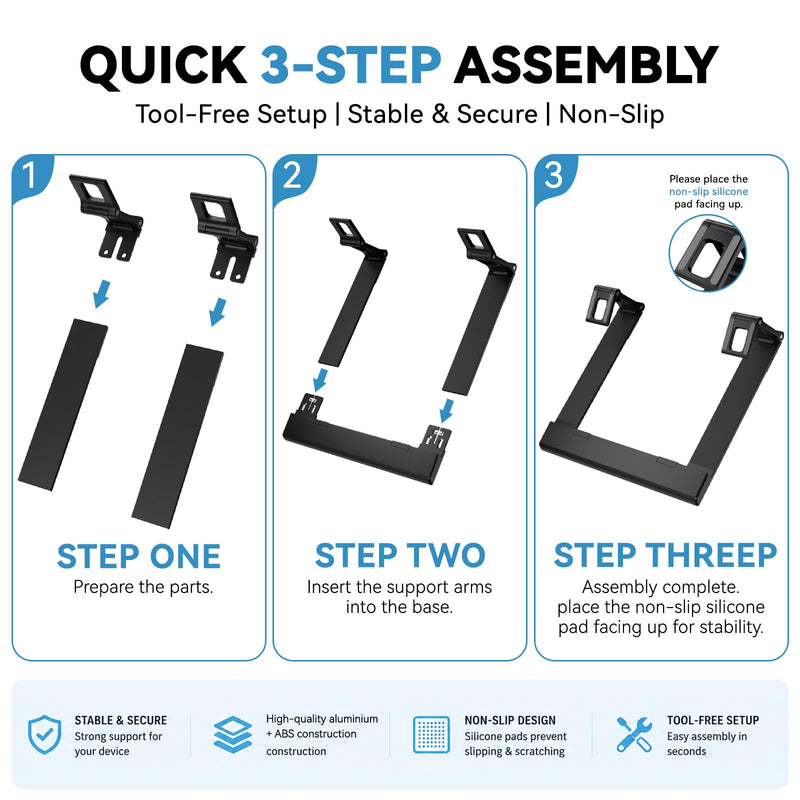 Laptop Stand for Desk ABS+Metal Portable Computer Riser Notebook Holder Printer Stand Office Desk Accessories Compatible with MacBook Air, Pro, Dell, HP, Lenovo and All 10-17" Laptops