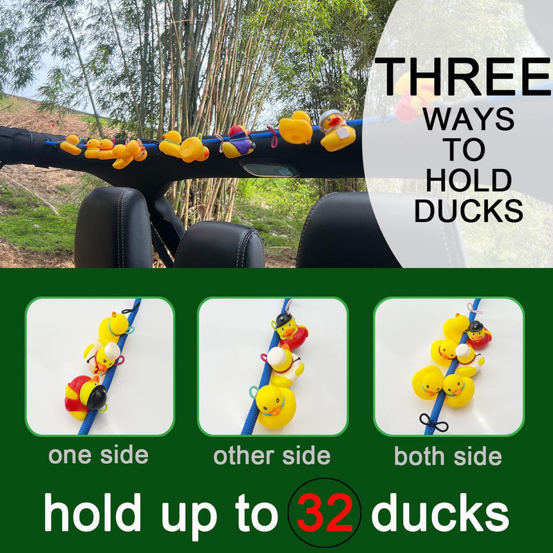 Duck Holder for Jeep,Rubber Ducks Holder for Jeep Wrangler YJ TJ JK JL & Gladiator JT, Hold 32 Rubber Ducks,Black Paracord Duck Mount Black