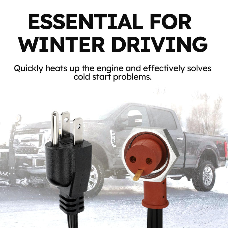 120V Engine Block Heater Cord 251919 with Cap for Ford Powerstroke Diesel E350 450 550 F250 F350 F450 F550 Dodge Ram 2500 3500 Cummins Diesel 5.9 6.7L Heavy Duty Immersion Heaters 6 Feet