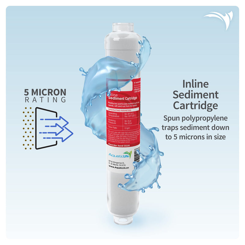 AQUATICLIFE Inline RO Buddie Replacement Cartridges - Includes Carbon Block Filter, Sediment Cartridge and 50 GPD Membrane for RO/RODI Reverse Osmosis Deionization Water Filter System Units