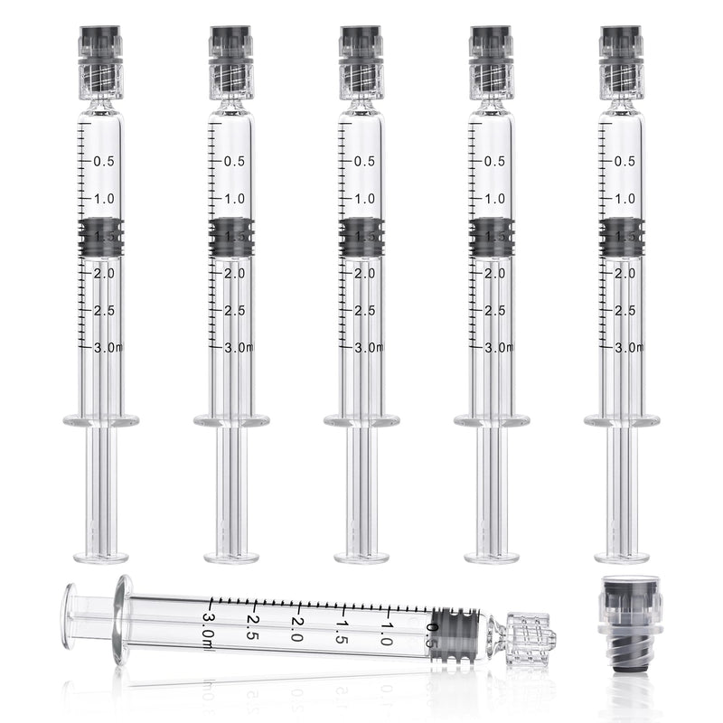 20 Pack 3ml Borosilicate Glass Syringe 3cc Luer Lock Syringe Glass Lab Syringes - Use for Liquids, Glue, Oils, Ink, Lube, Arts Crafts,and Pet Care 20.0