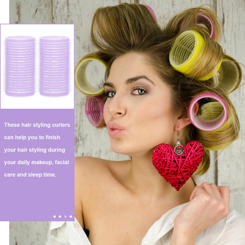 Uonlytech Self-Adhesive Hair Rollers Hair Curler Set for Diy Curls and Volume Curling Styling Tools for Home Use Reusable Plastic Hairdressing Rollers 6 Pack