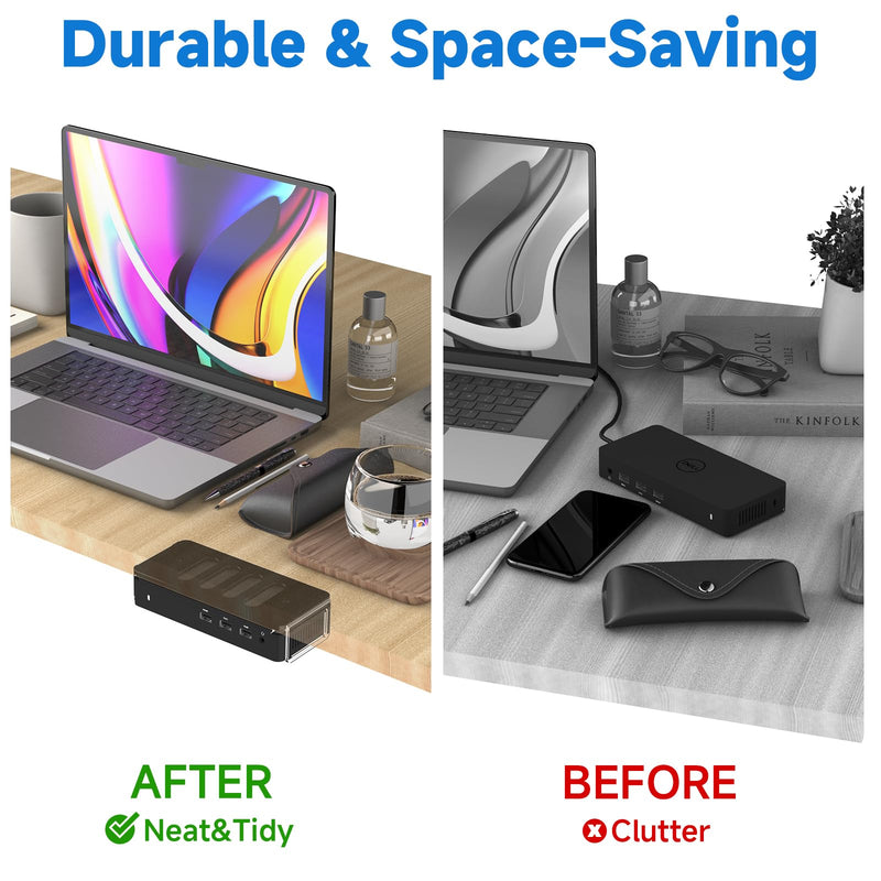 Screw-Mount Docking Station Holder for Dell D3100 Dock- Under Desk & Wall Mount Acrylic Organizer Stand (Black)