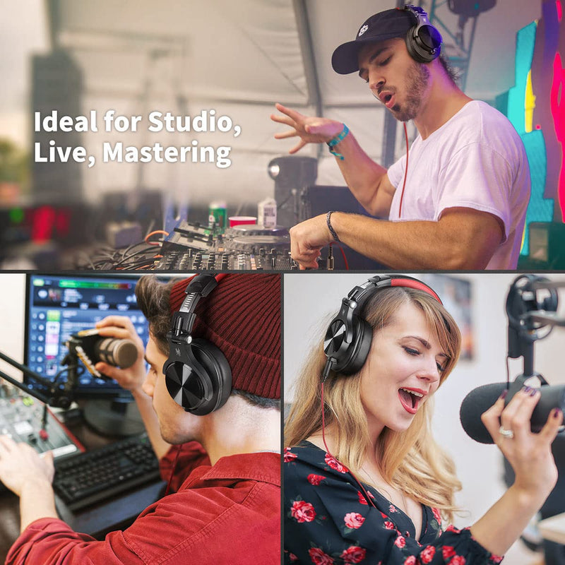 OneOdio A71 Hi-Res Studio Recording Headphones - Wired Over Ear Headphones with SharePort, Monitoring Mixing Foldable Headset with Stereo Sound, 3.5/6.35MM Jack for PC Computer DJ Guitar-Red Red