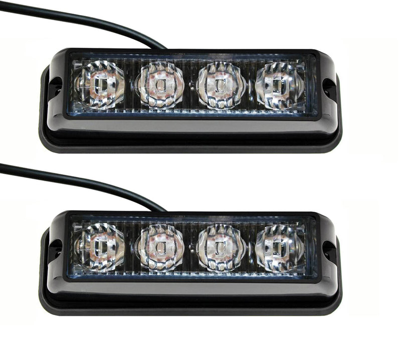 2 PCS 4-LED Emergency Strobe Lights for Trucks 12-24V Warning Flashing Light Surface Mount Hazard Light Bar for SUV Car ATV Vehicles Green