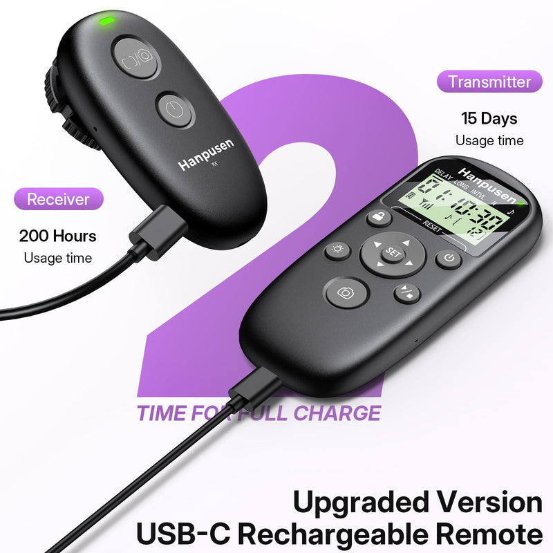 Rechargeable Wireless Timer Camera Remote Shutter Release for Panasonic | Wireless Intervalometer Remote Control for Panasonic S1II, S1IIE, S1RII, G97,GH7, G9 II, S5IIX, S5II, GH6, BS1H, GH5 II, BGH1