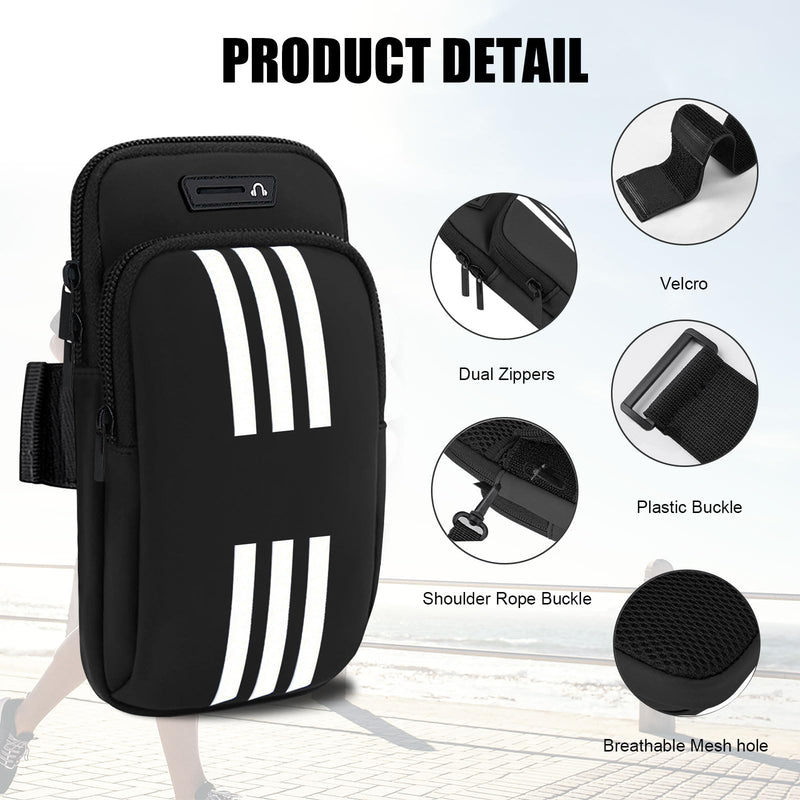 Phone Holder for Running Armband Cell Phone Purse Crossbody for Women Men Kids,iPhone 17 16 15 14 13 12 11 Pro Max Xs 16e Xr X 8 7 Plus Mini Pouch,Galaxy S26 S25 S24 Ultra Note Arm Bag Black