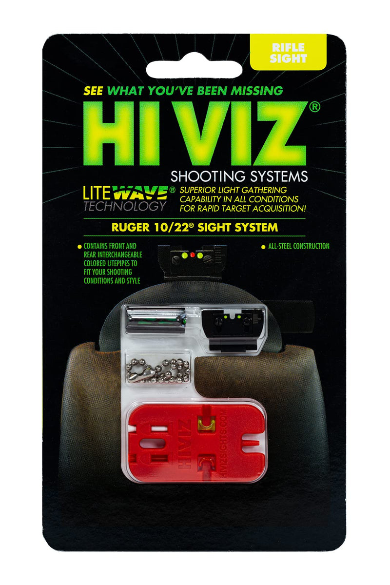 HIVIZ RG1022 Ruger 10/22 Front and Rear Combo Pack,Green, Red, White