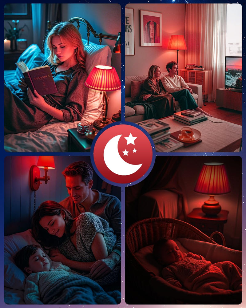 Neporal 625nm Red Light Bulbs for Sleep 9W, 100% Blue Light Blocking Red Night Light, Sleep Light Bulb for Melatonin Promoting, A19 60W Equivalent Dim Light Bulbs for Bedroom, Baby Nursery,4 Packs 9w Red 4