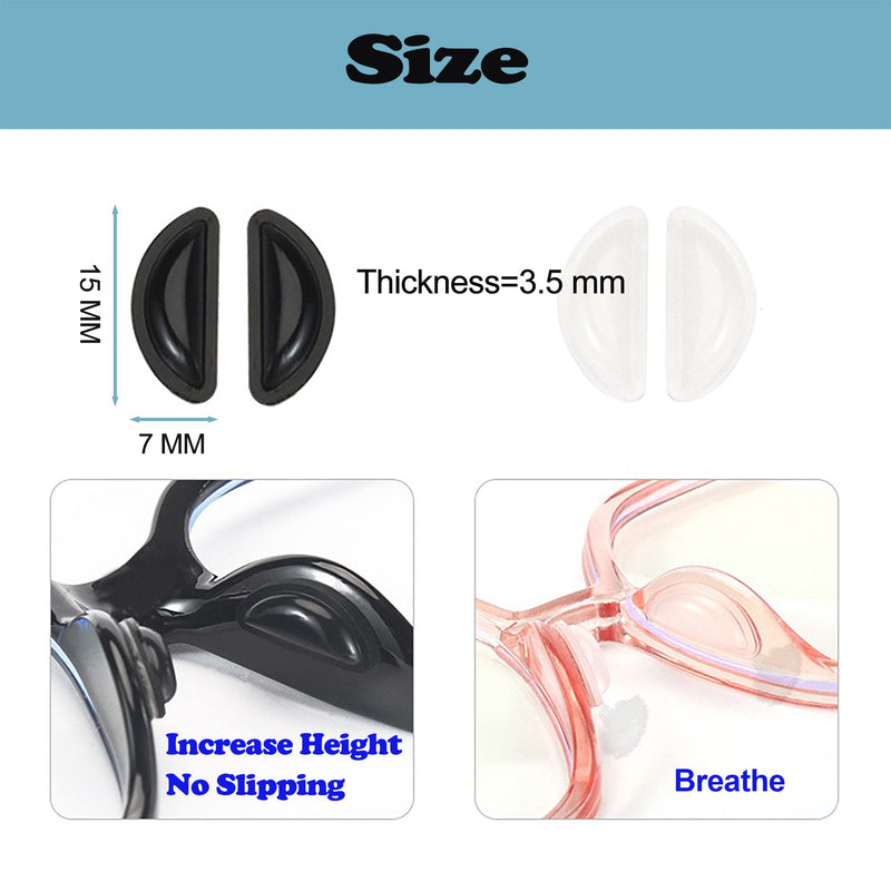 Eyeglass Nose Pads, 3.5mm Thickness Adhesive Anti Slip Glasses Nose Grips with Air Bag for Sunglasses Eyeglasses Reading Glasses (5 Pairs, Clear) 5 Pairs Clear