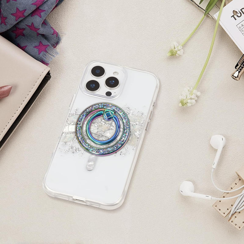 Magnetic Phone Ring for MagSafe Grip [Super Magnet] Stylish Twinkle Design Ring Holder Stand, Mag Safe Accessory for iPhone 17/16/15/14/13 Pro Max Plus, Colorful