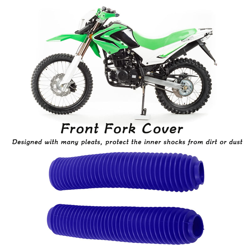 Motorcycle Shock Absorber Boots,Pair Motorcycle Front Fork Shock Boots Dust Cover Replacement for RM125 DR250 DRZ400 400 (Blue) Blue