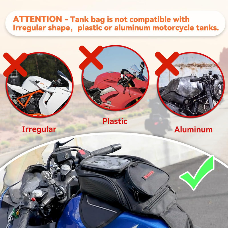Dracarys Motorcycle Tank Bag - Oxford Saddle Black Motorbike Bag - Strong Magnetic Bag for Honda Yamaha Suzuki Kawasaki Harley 4Liter