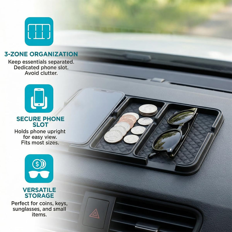 Car Dashboard Mat, PVC Car Dashboard Anti-Slip Tray, Multifunctional Auto Interior Gripping Pad Organization Accessories for Phones, Keys, Sunglasses (Ordinary) Ordinary