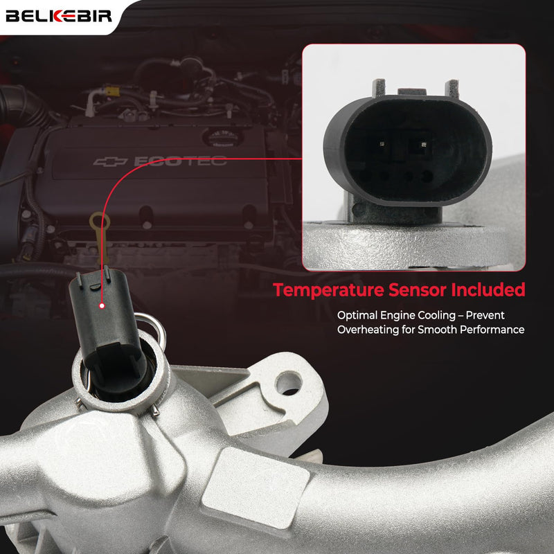 Aluminum Engine Coolant Housing Water Outlet Kit with Hoses Compatible with 2011-2016 Chevy Cruze, 2012-2020 Sonic, 2015-2020 Trax, 2013-2019 Buick Encore 1.4L Replaces 25193922 902-846 13251447 Water Outlet & 2 Hoses
