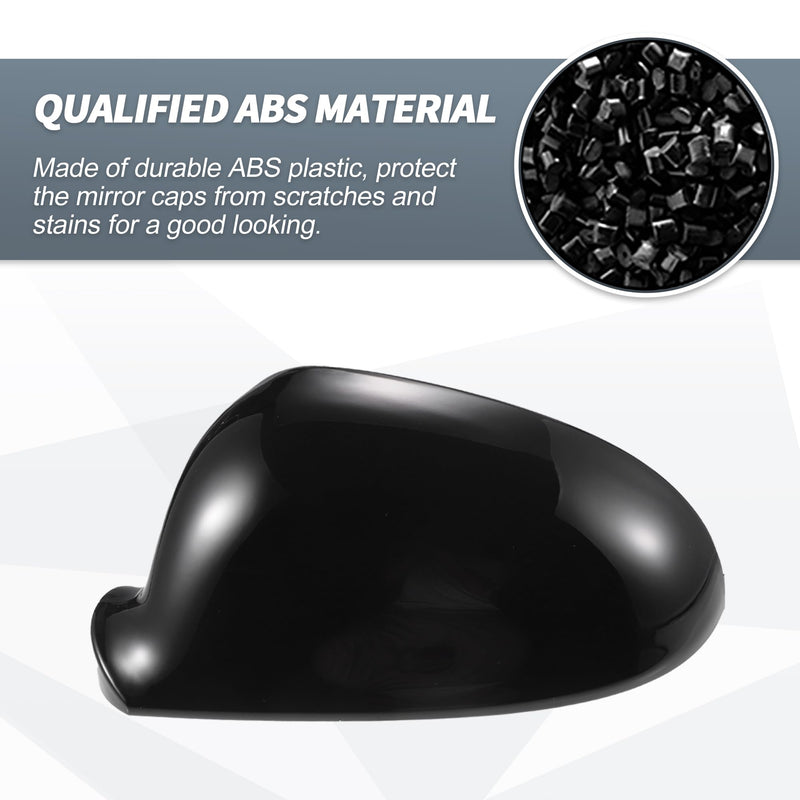 X AUTOHAUX Pair Car Rear View Driver Passenger Side Mirror Cover Cap Replacement Gloss Black for Volkswagen Golf 5 GTI Jetta MK5 Passat B6 Sharan for Skoda Mirror Guard Covers Decoration Trim