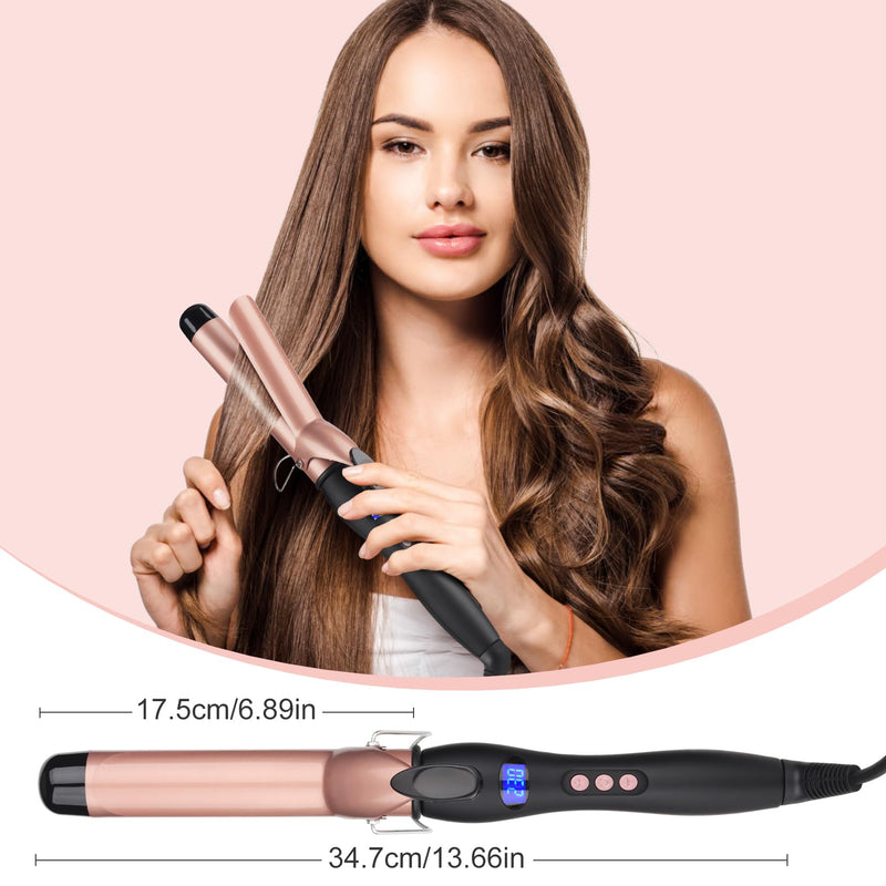 JAETON Curling Tong, 32mm Ceramic Curling Iron Wand with LCD 140°C-230°C | Hair Curler for for Large Curls and Soft Waves, Fast Heat-Up, for Long & Medium Hair