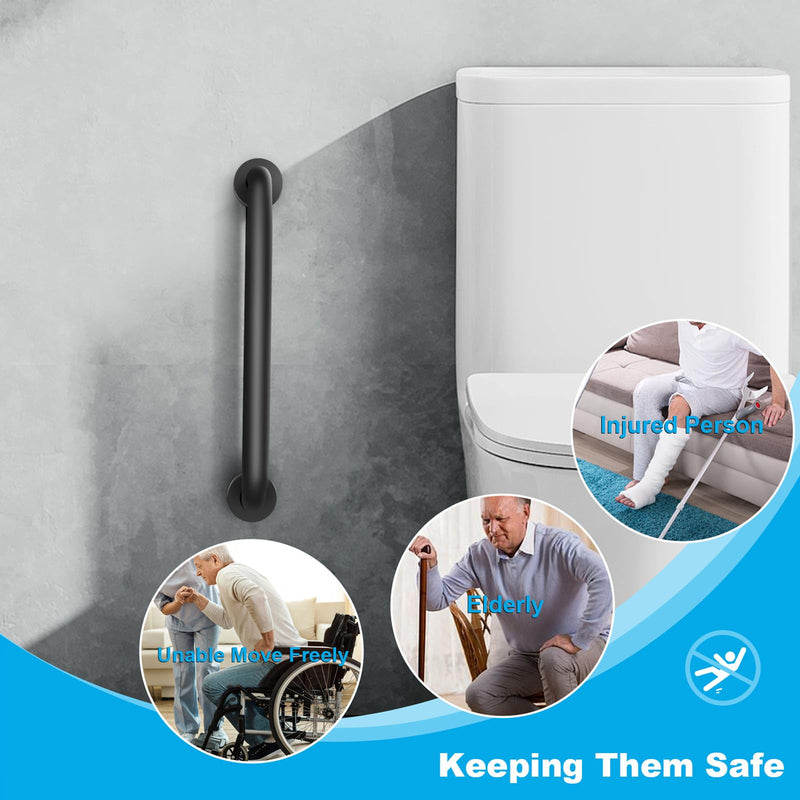 Shower Grab Bars, 2 Pack 16 Inch Heavy Duty Non-Slip Bathroom Grab Bars, 1.25" Diameter Bathroom Safety Handle for Elderly, Handicap Assist Grab Bar for Bathtub/Shower/Toilet 16Inch-2Pack
