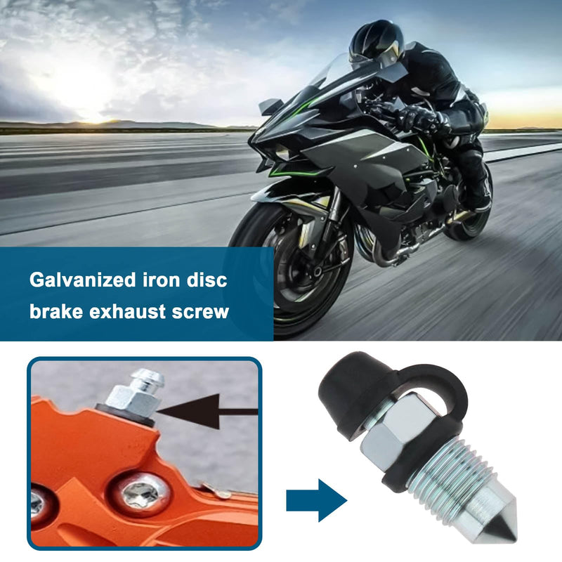 ECSiNG 4Pcs M10x1mm Bolt Bleed Screw with Dust Cap Disc Brake Caliper Exhaust Screw Galvanized Metal Bleed Screw Accessories for Motorcycles Cars Brake Pumps