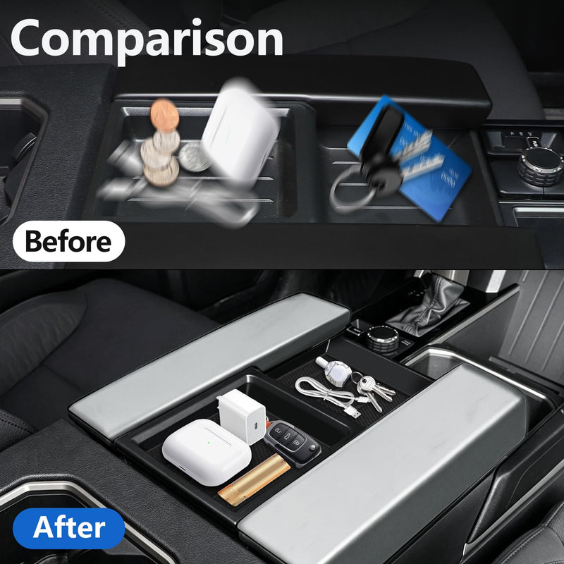 Console Tray Liner for Toyota Tundra 2022-2026 & Sequoia 2023-2026, 2 Pcs Anti-Slip Silicone Mat, Fits SR SR5 Limited Only