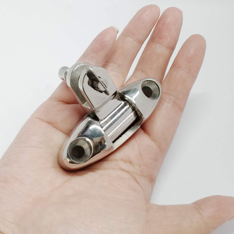 Pack of 2 Marine Grade Bimini Top 316Stainless Steel Swivel Deck Hinge with Removable Pin and Rubber Pad Deck Mount