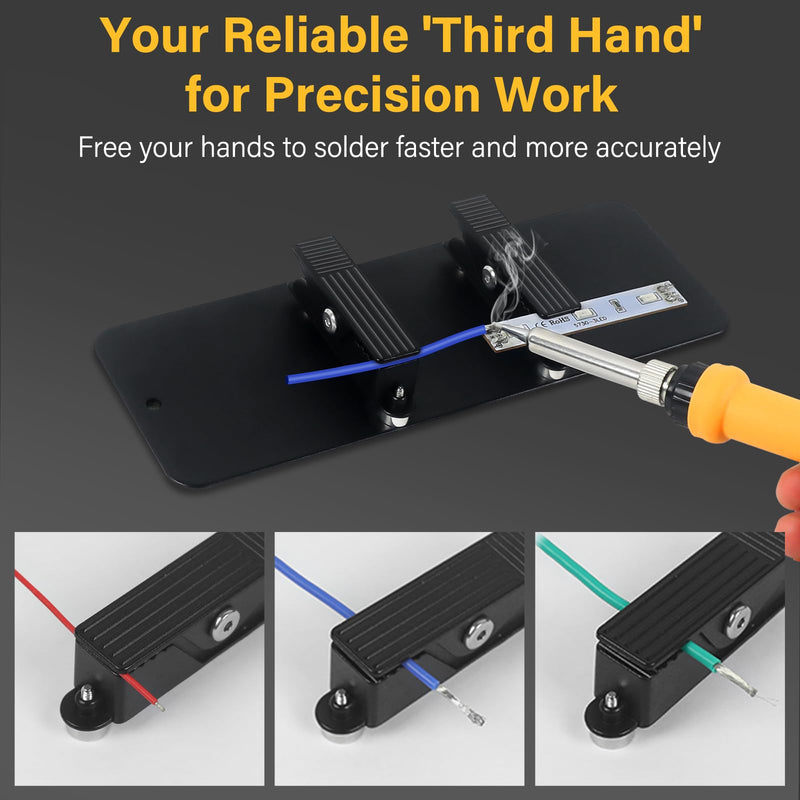 Magnetic Helping Hands Clamp Metal, Adjustable Third Hand Soldering Holder Stand For Small Electronics, Hobby DIY Craft,PCB Repair, Precise Work, Exclusive Dual-Head Ultra-Grip Yellowblack long