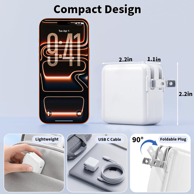 Mac Book Air Charger, 30W USB C Charger for MacBook Air 15 13 Inch M5 M4 M3 M2 M1, Fast Charging Block Plug USB C Power Adapter & 6FT USBC Cable for MacBook Neo, iPhone 17/16/15 Pro,iPad Pro/Air/Mini