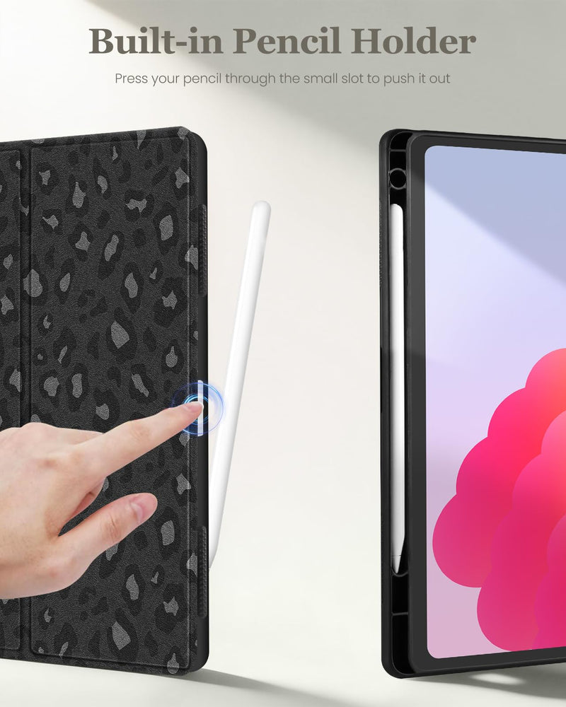 for Samsung Galaxy Tab S9/ S9FE/ S10/ S10 FE/S10 Lite Case - Multi-Angle Includes Portrait Stand with Build-in Pencil Holder and Auto Sleep/Wake Cover for Samsung Tablet, Leopard-Print Leopard Print for Samsung Tab S9/ S9FE/ S10/ S10 FE/S10 Lite