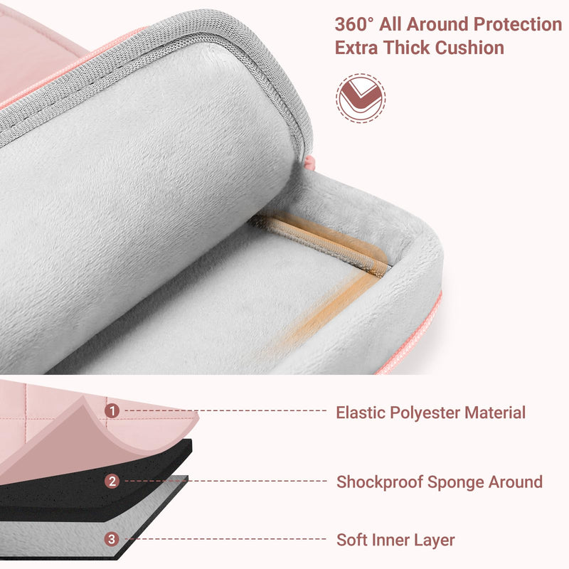 MOSISO Compatible with MacBook Air 13 inch Case M5 M4 M3 M2 2026-2022 | Hard Case&Puffy Bag&Keyboard Skin&Webcam Cover&Screen Film for MacBook Air 13.6, A3449 A3240 A3113 A2681, Pink