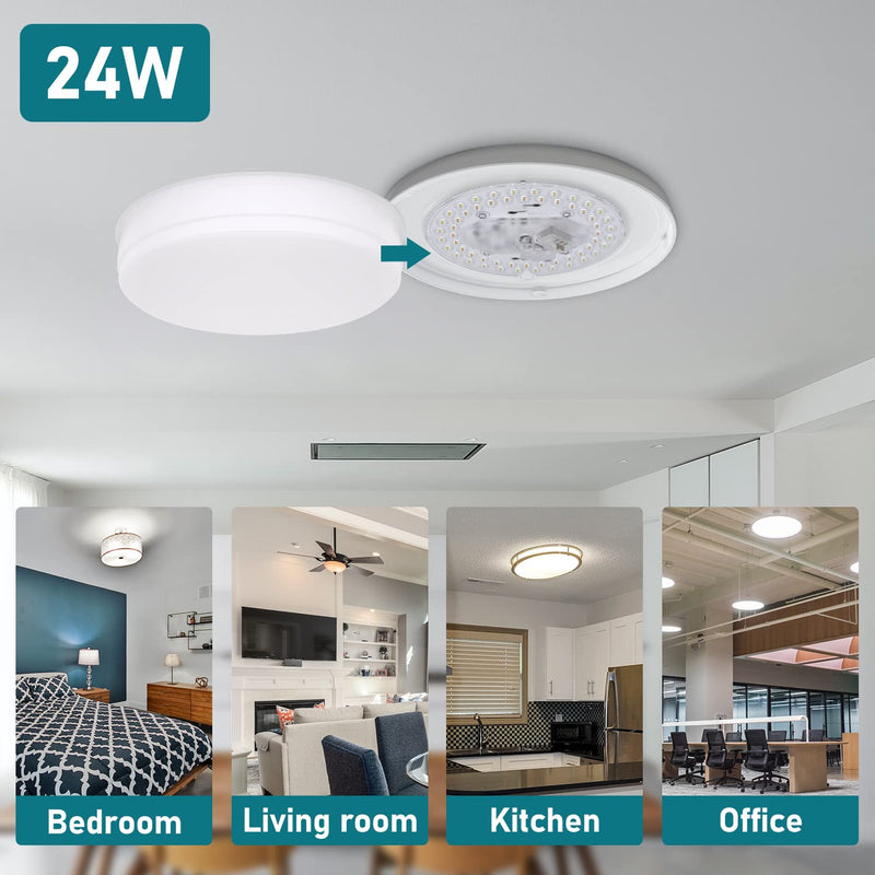 2 Pack LED Light Engine Retrofit Kit, 6inch 24W 2200Lm, 3CCT 3000K/4000K/5000K Dimmable, Ceiling Fan Kits, for Light, Pendant, Lantern 24W-2Pack