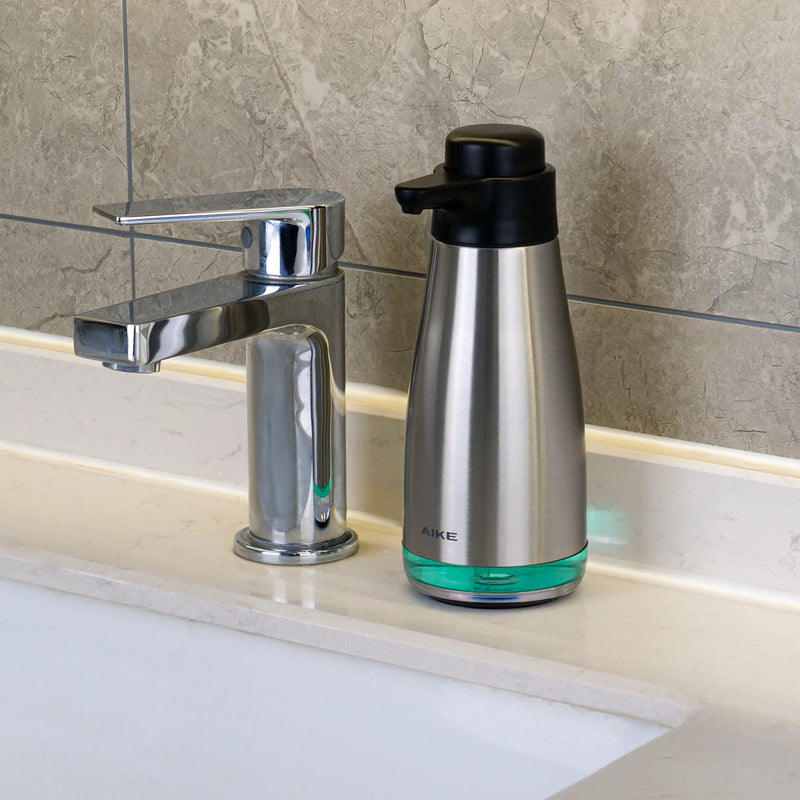 AIKE 15fl.oz Stainless Steel Liquid Soap Dispenser for Dish and Hand Soap 15 oz Brushed Stainless Steel Finish