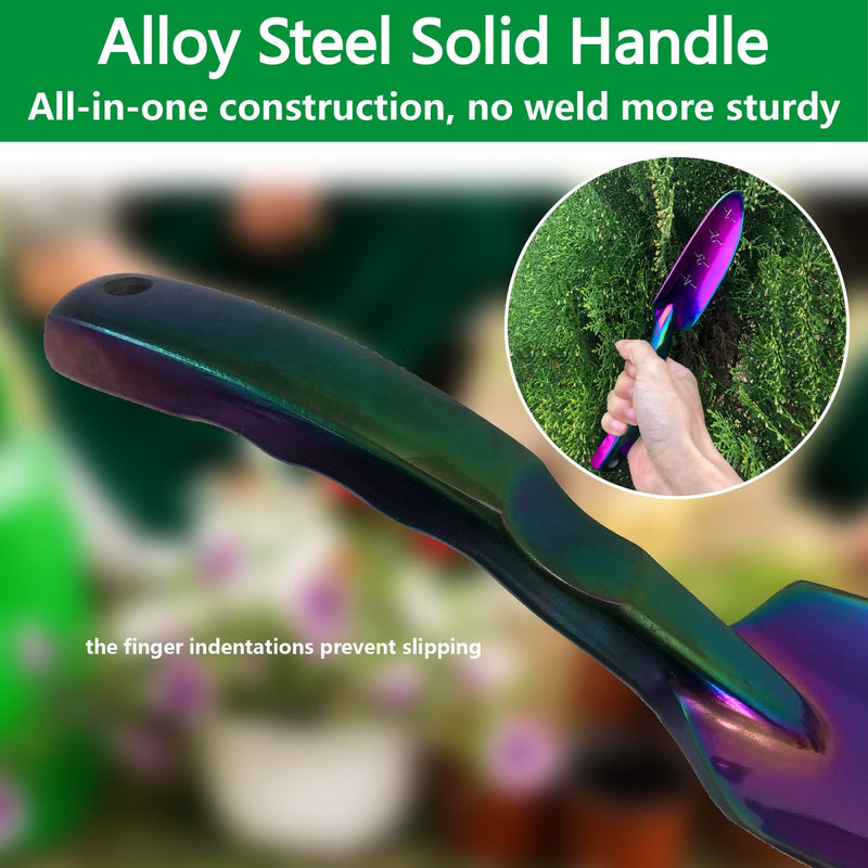Garden Shovels - 2 Pack Gardening Tools, Heavy Duty Garden Trowels, High Strength Alloy Steel for Soil Digging Planting Transplanting Weeding - Solid Metal Handle, Colorful Dig-Plant Tool & Large Transplanter Tool