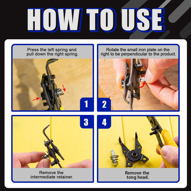 Glarks 3Pcs AC Clutch Holding Tool Adjustable Clutch Holder and 4 in 1 Snap Ring Pliers with Feeler Gauge Assortment Kit Compatible with Domestic and Import Vehicle AC Compressors