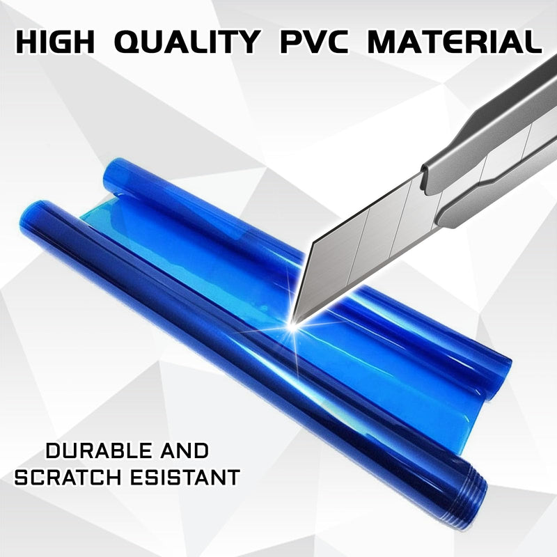 Car Taillight Headlight Fog Light Light Self-Adhesive Tint Film, 12×48 Inches Vinyl Protector Color Shiny Sticker Film, Auto Modification Cover for Cars, Trucks, SUVs(Blue) Blue