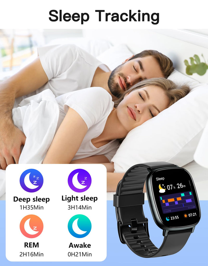 HUAKUA Smart Watch for Men Women with GPS Built-in Answer/Make Call Black | 1.95" HD, for iPhone/Android Phones, Fitness Tracker Heart Rate/Sleep Monitor, Step/Calories Counter 100+ Sport, Waterproof
