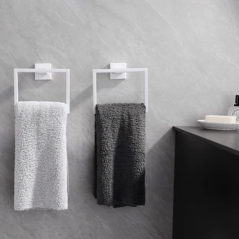 GERZWY Bathroom Towel Ring Stainless Steel Hand Towel Holder for Bath Kitchen Wall Mounted, White