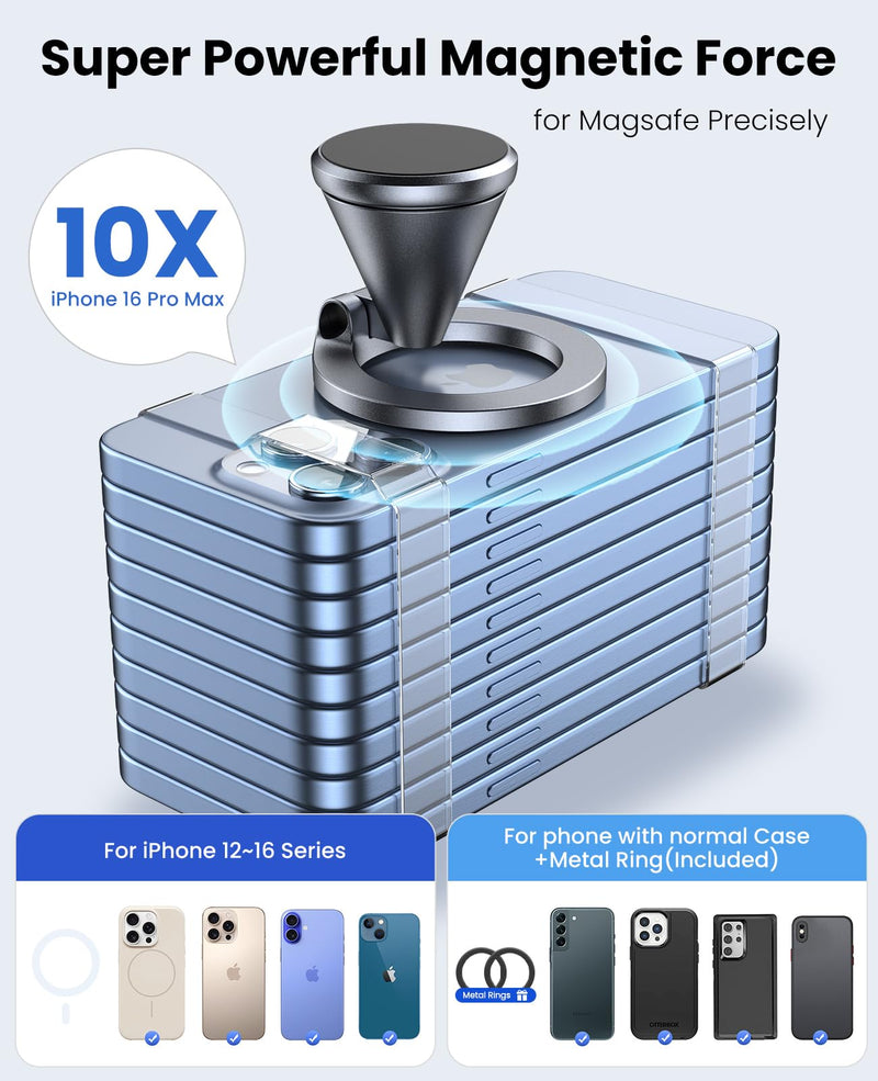for Magsafe Car Mount - Magnetic Phone Holder for Car Dashboard, Gym Phone Holder, Golf Cart Phone Mount, 360° Rotation Cell Phone Holders for Your Car for iPhone17/16/15/14/13/12 Series