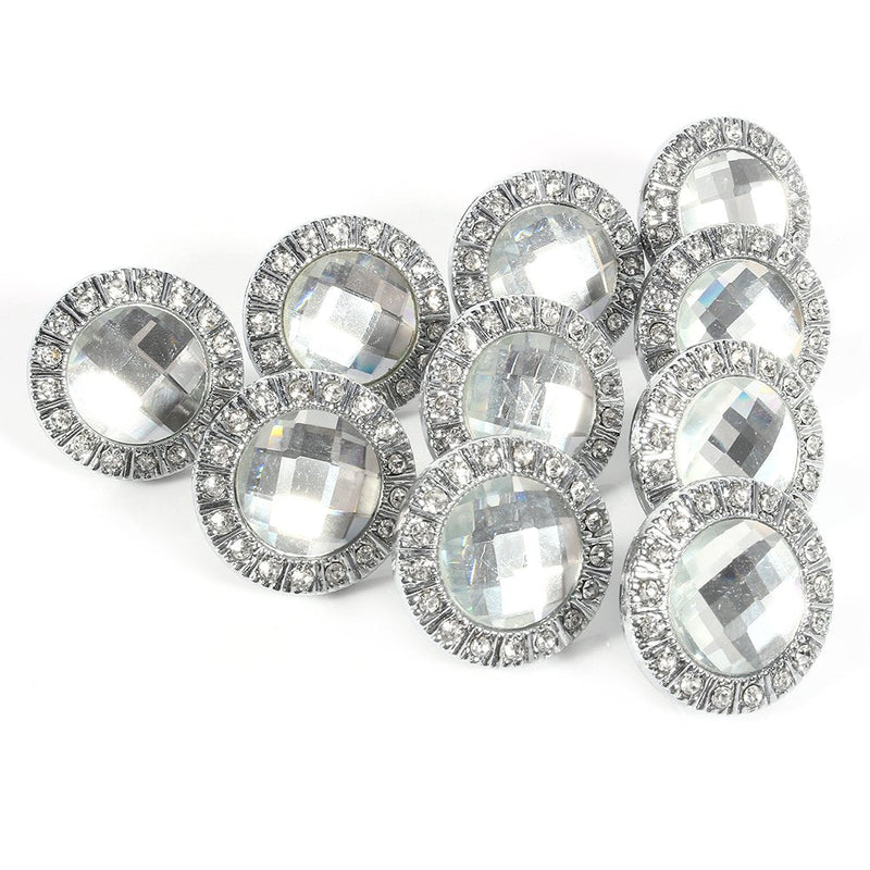 Yosoo 10pcs 30mm Clear Crystal Door Knobs Wardrobe Doorknob Cabinet Knob Drawer Pull Handle (Silver)