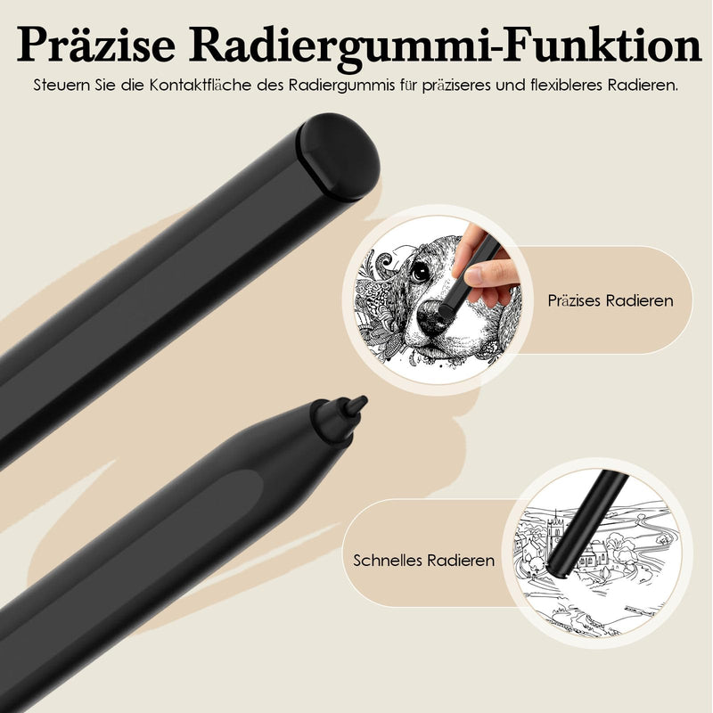 Stylus for Remarkable 2/1 Pen,EMR Pen with Flip Eraser,Palm Rejection,Magnetic Attraction, Tilt Sensitivity and 4096 Levels of Pressure Sensitivity,5 Felt Replacement Tips＆Polishing Cloth(Black) Black