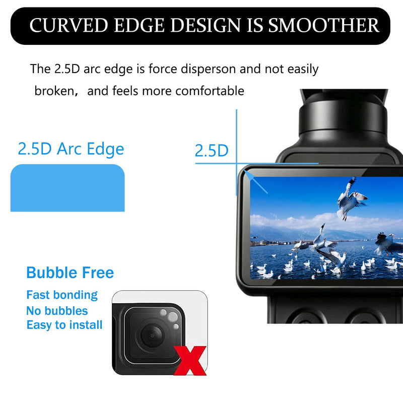 PCTC Screen Protector for DJI Osmo Pocket 4 Pro, Tempered Glass 9H Hardness, Ultra HD, Touch-Sensitive, Scratch-Resistant (2 + 2 Pack)