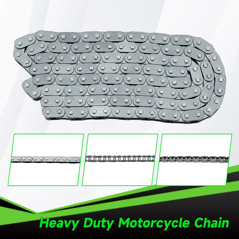 T8F Chain 134 Link Drive Chain Breaker Compatible with SYX Moto 50cc Dirt Bike Mototec SSR X-pro Coolster 47cc 49cc 2 Stroke Engine Pocket Rocket Pit Bike Mini ATV Quad 4 Wheeler Go Kart Parts A-silver