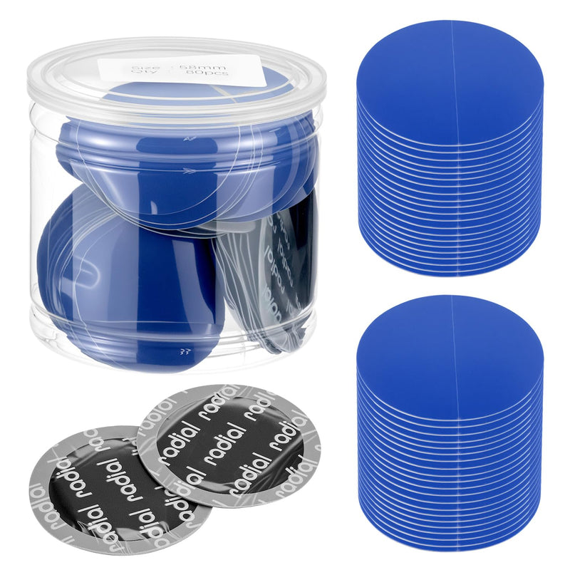 QWORK Tire Repair Patch Kit - 80 Pieces, 58mm Diameter, High Adhesion Rubber Patches for All Tire Types, Quick No-Heat Repair