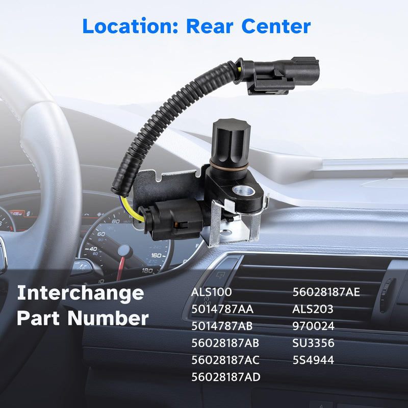 Rear Center ABS Wheel Speed Sensor fit for 1999 2000 2001 2002 2003 2004 Dodge Dakota, Durango, 1999-2005 Dodge Ram 1500 2500 3500 Truck Van Pickup, ALS100 5014787AA, Rear Axle Mount, 1pc