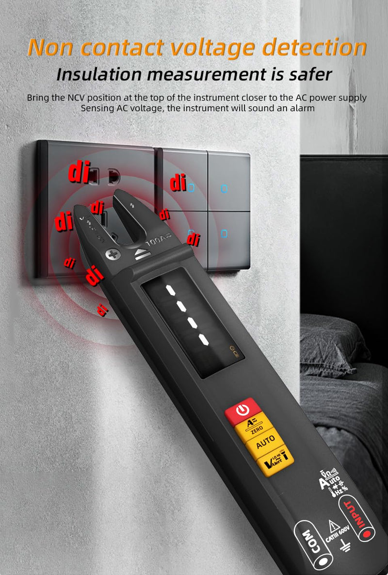 Open Jaw Digtal Multimeter 6000 Counts Clamp Meter, Digital Electrical Tester,Rechargeable with Smart Mode,Measuring Resistance,Capacitance,Frequency,Continuity,Diode,AC/DC Voltage&Current