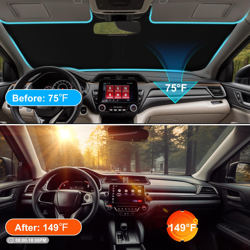SHINHOME Windshield Sun Shade for 2023 2024 2025 Honda CRV SUV, LX, EX, EXL, Sport, Sport-L, Sport Touring Hybrid, Front Window Sun Visor Blocks UV Rays Foldable CR-V Accessories