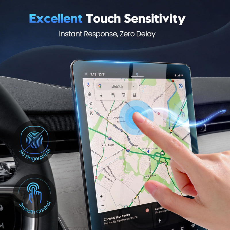 Karltys Screen Protector for 2025 2026 Volvo EX90, 14.5 Inch Navigation 9H Tempered Glass HD Screen Cover Touchscreen Film [Anti-Glare & No Fingerprint & Tool-Free]