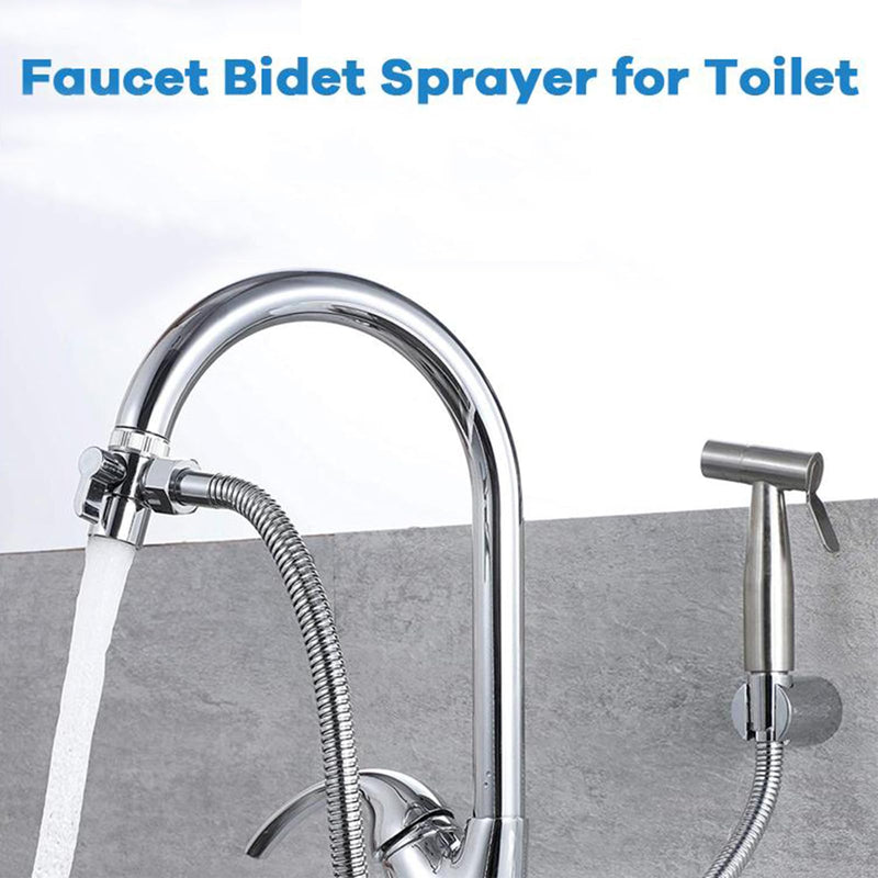 Bidet Toilet Sprayer, Sink Faucet Hose Attachment, Non-Leakage Stainless Steel Brushed Toilet Cleaner Wall for Women Washing, Baby Diaper Cleaner