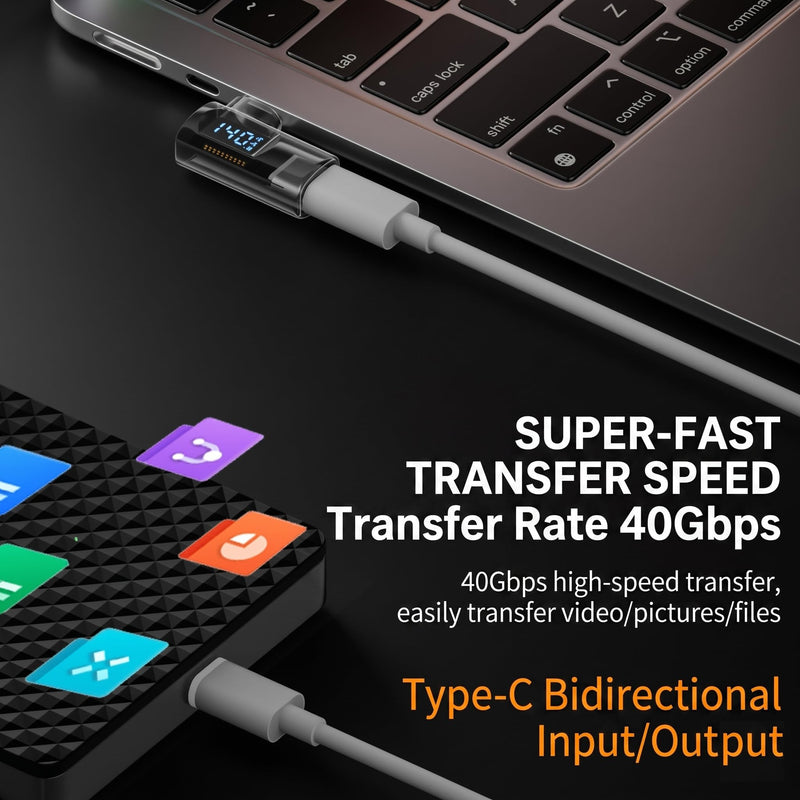 USB C 90 Degree Adapter (Two Styles), USB Type C Right Angle Extender Connector Type C Power Meter Tester with LED Display for iPhone 16 15 Pro Max/Pro Laptop and All USB C Cable