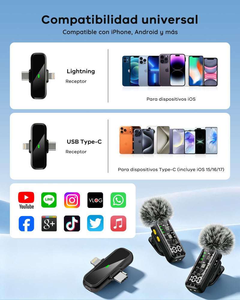 4-Pack Wireless Mini Lavalier Microphones for iPhone Android iPad | Noise Reduction & LED Digital Display, Magnetic Mini Mic for Video Recording Vlogging YouTube Podcast Interview Black